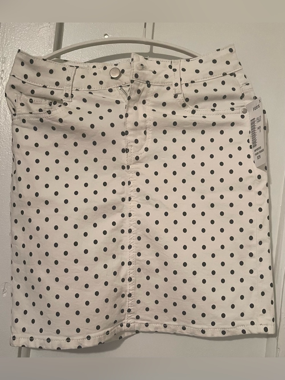 Nwt White Polka Dot Mini Skirt - Black Dot size s Cotton Imported from France